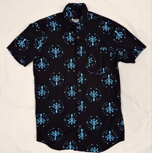 The Legend Of Zelda BOTW Breath Wild Nintendo Men's Pattern Shirt Small Black
